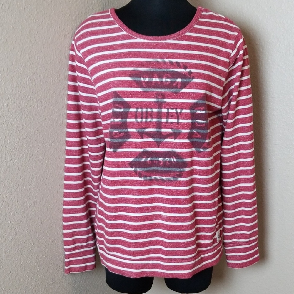 Obey Propaganda Red White Striped Top